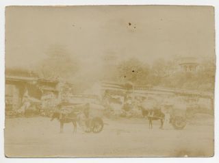 S191013 1900s Chinese Antique Photo Chinese Man With Horse Carriage W Mukden