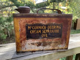 Antique Mccormick - Deering Cream Separator 1/2 Gallon Metal Can Gas Station Sign