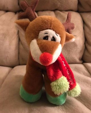Petting Zoo Reindeer 10 " Stuffed Plush Doll 1994 Christmas In Ny Scarf Rare