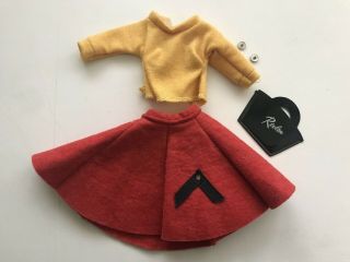 Vintage Little Miss Revlon Doll Tagged 9212 " Sweater Skirt Outfit " With Purse