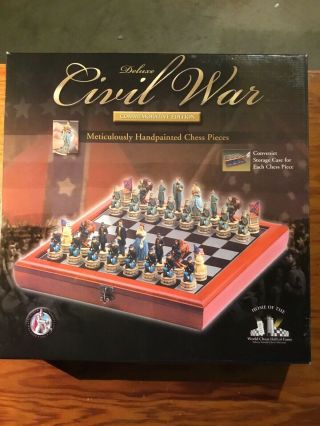 Deluxe Civil War Handpainted Chess Set - Excalibur Commemorative Edition Rare