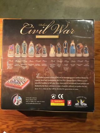 Deluxe Civil War Handpainted Chess Set - Excalibur Commemorative Edition RARE 2