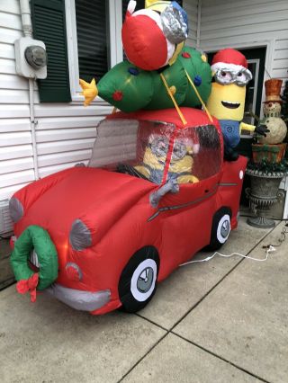 Despicable Me Minions Scene Christmas Airblown Inflatable Gemmy Car Tree Rare