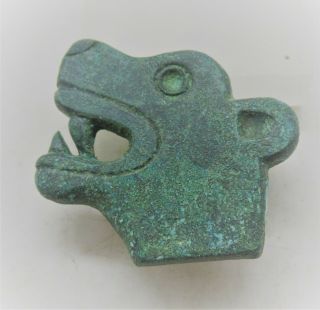 European Finds Ancient Roman Bronze Chariot Fitting Head Of Panther Rare