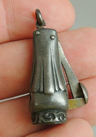 Antique Sterling Silver Cigar Cutter 1 1/2 " Long - 9.  4 Grams,  Fob Or Pendant