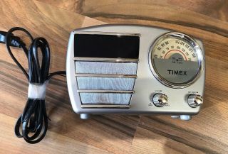 Vintage Timex Alarm Clock Radio Silver Model T247s Shape