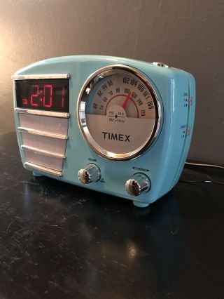 RARE TIFFANY - BLUE COLOR TIMEX ALARM CLOCK AM/FM RADIO T247L 3