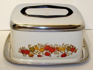 Rare Lincoln Beautyware Spice Of Life Corning Ware Metal Cake Carrier