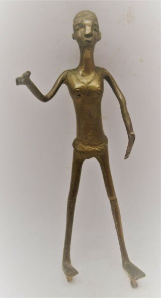 Interesting Unresearched Ancient Near Eastern Bronze Statue Male Figure
