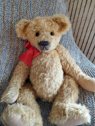 Vintage Teddy Bear,  Honey Beige Mohair,  22 Inches,  Origin Unknown