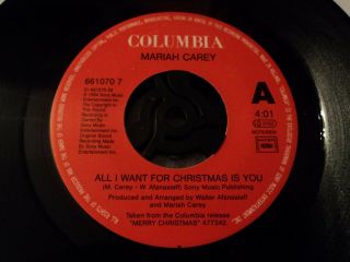 Mega Rare Mariah Carey 7 " Vinyl All I Want For Christmas Is You Columbia 6610707