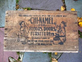 Antique Vtg 1900s Chi - Namel Wood Packing Crate Box By Ohio Varnish Co