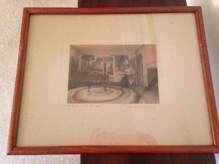 Vintage Hand Colored Print Signed Wallace Nutting " A Colonial Corner " @ 1916