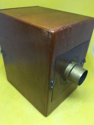 Vintage Wood Wooden Early Box Camera With Brass Lens