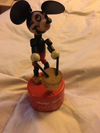 Vintage Rare Mickey Mouse Push Puppet Kohner Product No 185 Walt Disney Toy