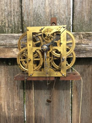 Antique Seth Thomas Weight Driven Shelf Clock Movement,  W/ Hands,  Parts / Repairs