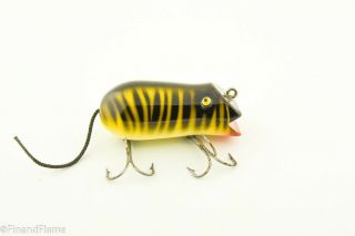 Vintage Shakespeare Mouse Antique Fishing Lure Yellow & Black Et46