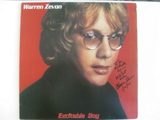Warren Zevon - Rare Autographed Album " To An Excitable Boy " - 1978 Lp Hand Signed