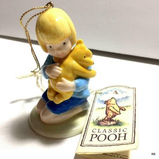 Rare Christopher Robin & Winnie The Pooh Porcelain Disney Ornament Classic Pooh