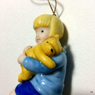 Rare Christopher Robin & Winnie the Pooh Porcelain Disney Ornament Classic Pooh 3