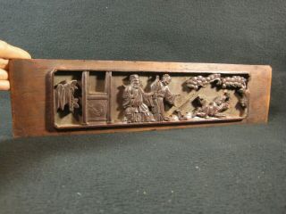 Antique Chinese 150 Year Old Hand Carved Wooden Carving Fun In The Garden Scene
