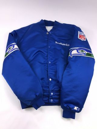 Vintage 80s Starter Seattle Seahawks Satin Jacket Size L Rare Nfl Authentic