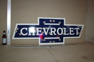 Rare 52 " Chevrolet Dealership Bowtie Chevy Porcelain Metal Neon Sign Skin Gas