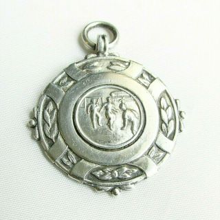 Vintage Solid Silver Sterling Junior Cup Football Fob Medal Dated 1955