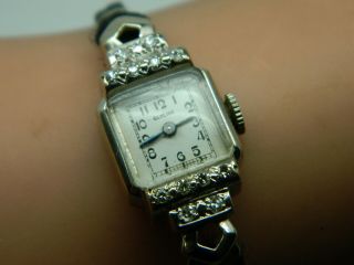 Glycine Antique 14kt Solid Gold Ladies Watch W/diamonds Rare Make & Model