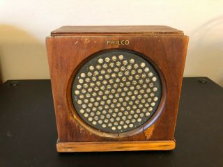 Antique Philco Phone Auxiliary Radio Speaker Model 902 W/ Wood Cabinet