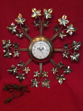 Antique Mid Century Sessions Clock Co Electric Starburst Style Wall