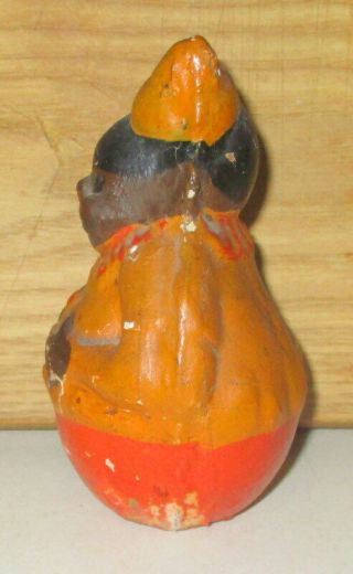 RARE ANTIQUE 1920 - 30 ' S ROLLY POLLY PAPER MACHE BLACK CLOWN IN PAINT 2