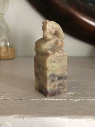 Vintage CHINESE Stamp Set Seal Carved Soap Stone Sign Red Ink 3