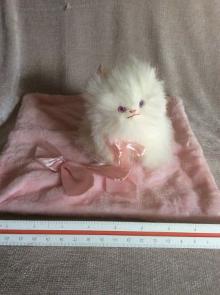 Jerry Elsner Jerry’s Pets White Real Rabbit Fur Cat Kitten Pink Pajama Bag