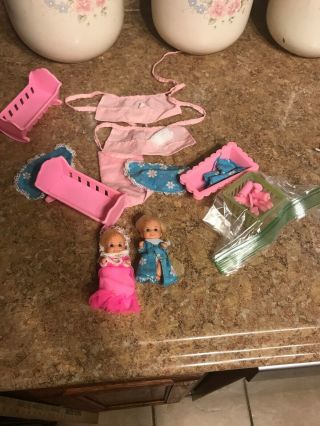 Vintage Mattel Sunshine Family Baby Doll Figures With Accessories 1973