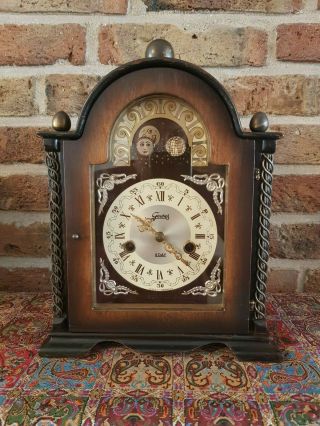 Rare German Table Clock With Moon Phase From 1940 - 1950 - Gewes