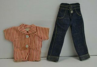Vintage Ideal Little Miss Revlon 9209 Striped Shirt And Jeans Outfit 10.  5 Inch