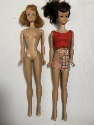 Vintage Barbie Midge Doll Red Hair Freckles Brunette Ponytail Earrings