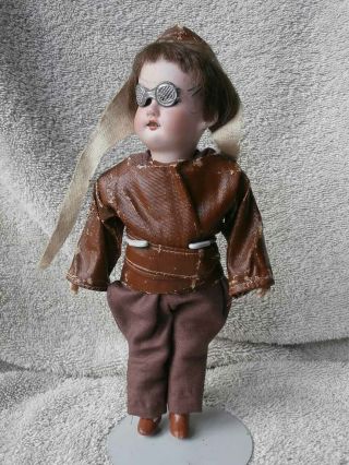 Rare Amelia Earhart Antique German Gebruder Knoch Bisque Head Doll 8 " Org Outfit