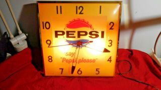 Say Pepsi Please Pepsi Cola Bubble Glass Light Up 13 " Clock - Vintage - Rare -
