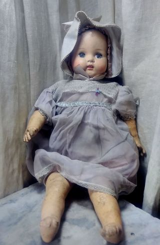 Vintage Jolly Toy Co.  Doll 23 " Composition Head Cloth Body,  Sleep Eyes