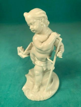 NYMPHENBURG GERMANY PORCELAIN FIGURINE OF A PUTTI CHILD WITH SCYTHE 2