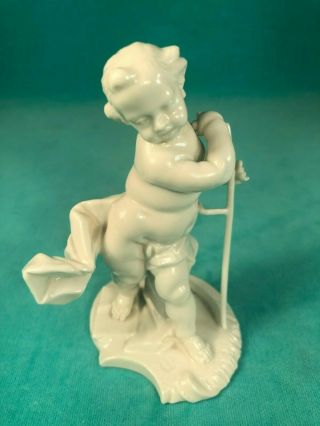 NYMPHENBURG GERMANY PORCELAIN FIGURINE OF A PUTTI CHILD WITH SCYTHE 3