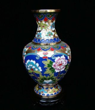 200mm Collectible Handmade Copper Brass Cloisonne Enamel Vase Flower Deco Art