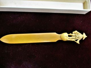 Antique Celluloid Letter Opener Carved Collectible Colonial Figurine 5 3/4 "