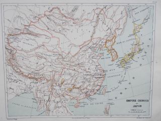 Map Of China,  Tibet & Japan.  C1900.  Korea.  Asia.  Library De Hachette Paris.