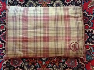 Rare Htf Ralph Lauren Standard Bed Pillows Plaid Burgundy W/piping Euc