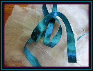 Gorgeous Lush Antique French Shimmering Silk Ribbon Trim Rich Turquoise Blue3/8 "