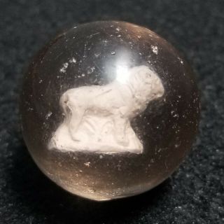 German Sulphide Walking Lion Vintage Handmade Marble 1.  5 " Antique Sulfide Rare
