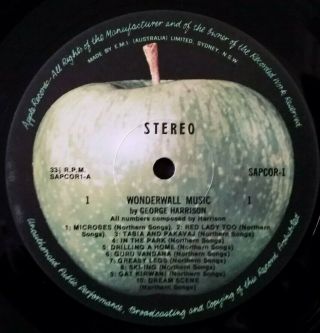 George Harrison " Wonderwall Music " M - Lp Rare Final Apple Aussie Lp Beatles 1968